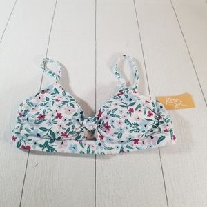 Kona Sol Bikini Top Spagetti Strap Floral Print NWT